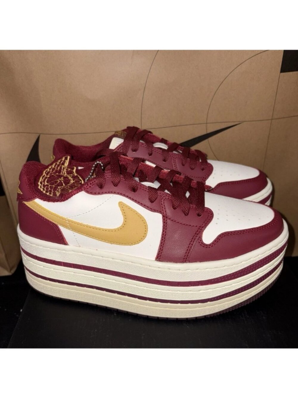NEW Nike Air Jordan 1 Triple Stack Team Red Gold HV8288-600 Womens Size 9